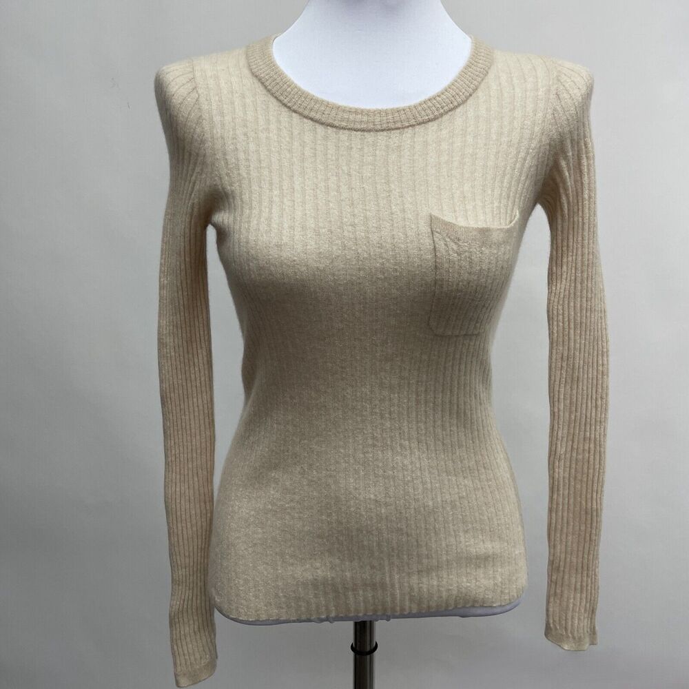 J. Crew Women's Sweater Small Beige 100% The Good Cashmere Standard Long Sleeve